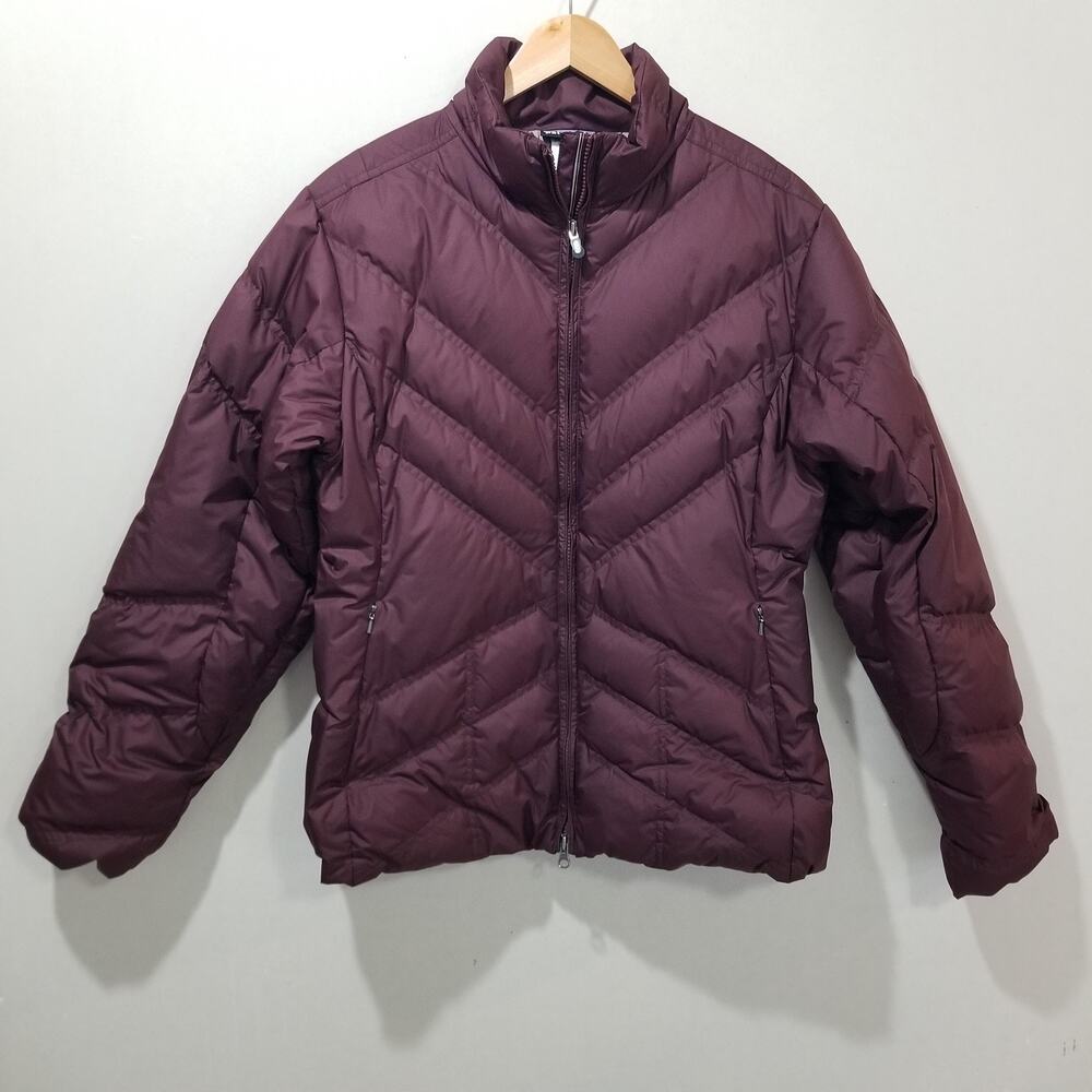 Patagonia Down Jacket Womens Large Purple Quilted Puffer Full Zip Outdoor